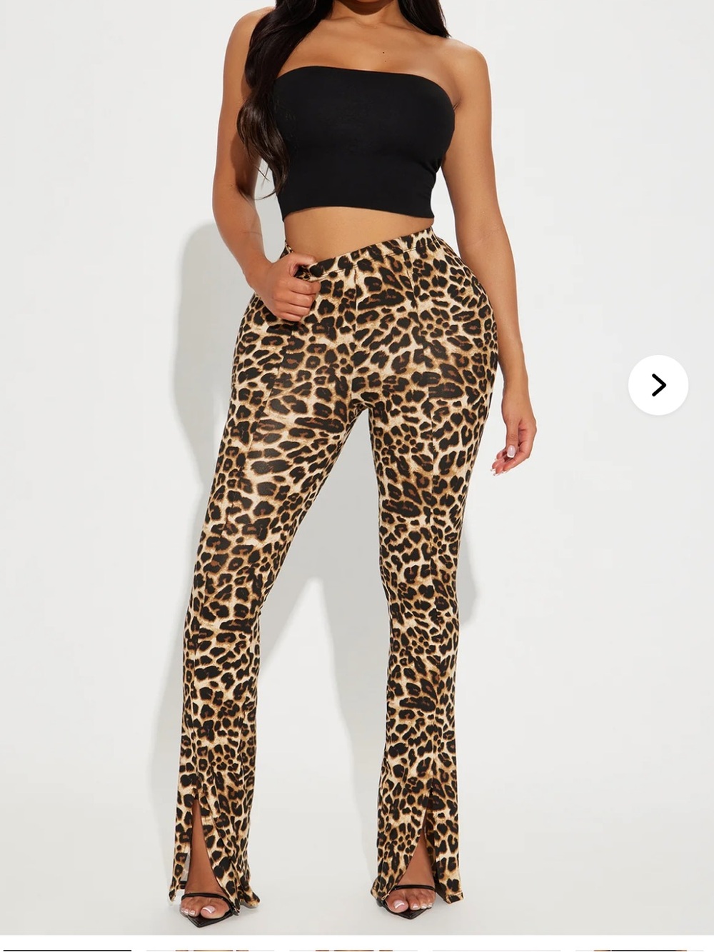 Leopard Print High-Waist Split-Hem Women’s Jeans